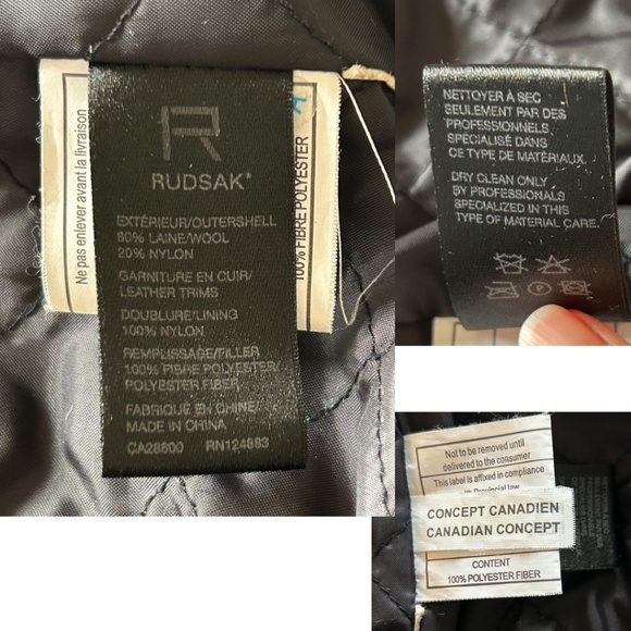 Rudsak Fitted Cropped Wool Jacket Leather Trim Bell Sleeves Black Size S - Picture 13 of 17